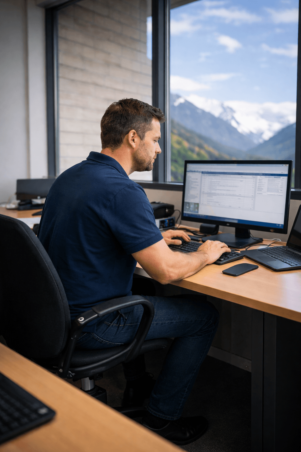 Fin du RTC à Gap : transition vers la téléphonie IP pour les entreprises des Hautes-Alpes avec paysage alpin et équipements VoIP.